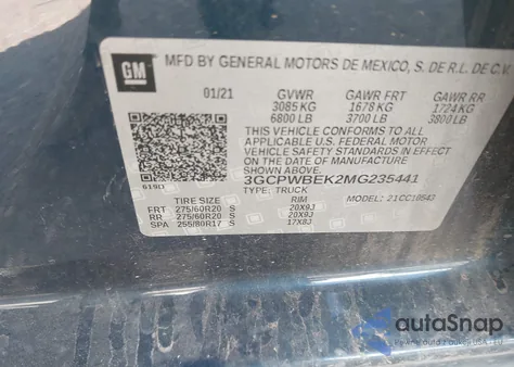 2021 Chevrolet Silverado 1500 2Wd Short Bed Custom из США, поврежденный, VIN 3GCPWBEK2MG235441